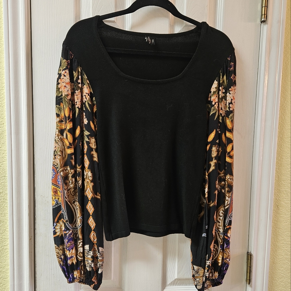 Anthropologie Bl^nk London Floral Sleeve Top